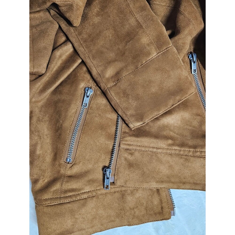 BCBGeneration Cropped Faux Suede Jacket - Caramel Brown XS - Picture 5 of 6